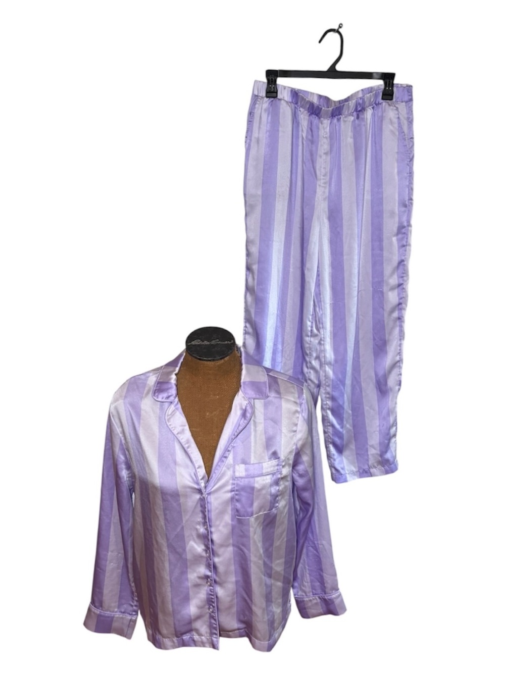 LOFT Purple Striped Satin Sleep Set Size M